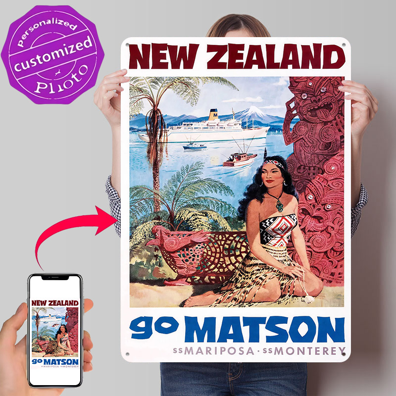 Travel Accessories New Zealand - Новая Зеландия: 3D-постер с текстурой, винтажная