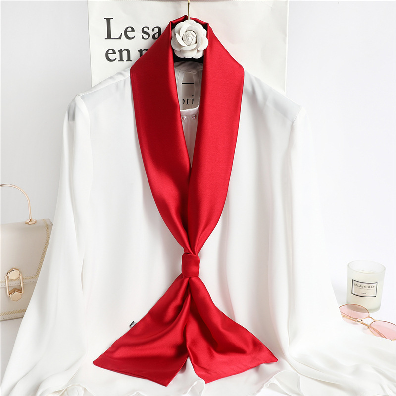 Travel Hair Accessories - Красный однотонный длинный шелковый шарф для